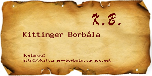 Kittinger Borbála névjegykártya